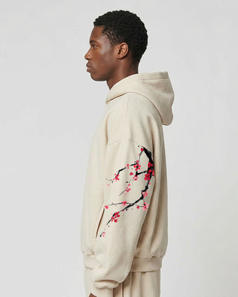 Japanese style printed hoodie - Beige - REF003