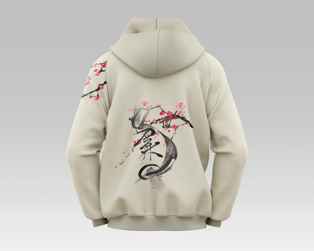 Japanese style printed hoodie - Beige - REF003