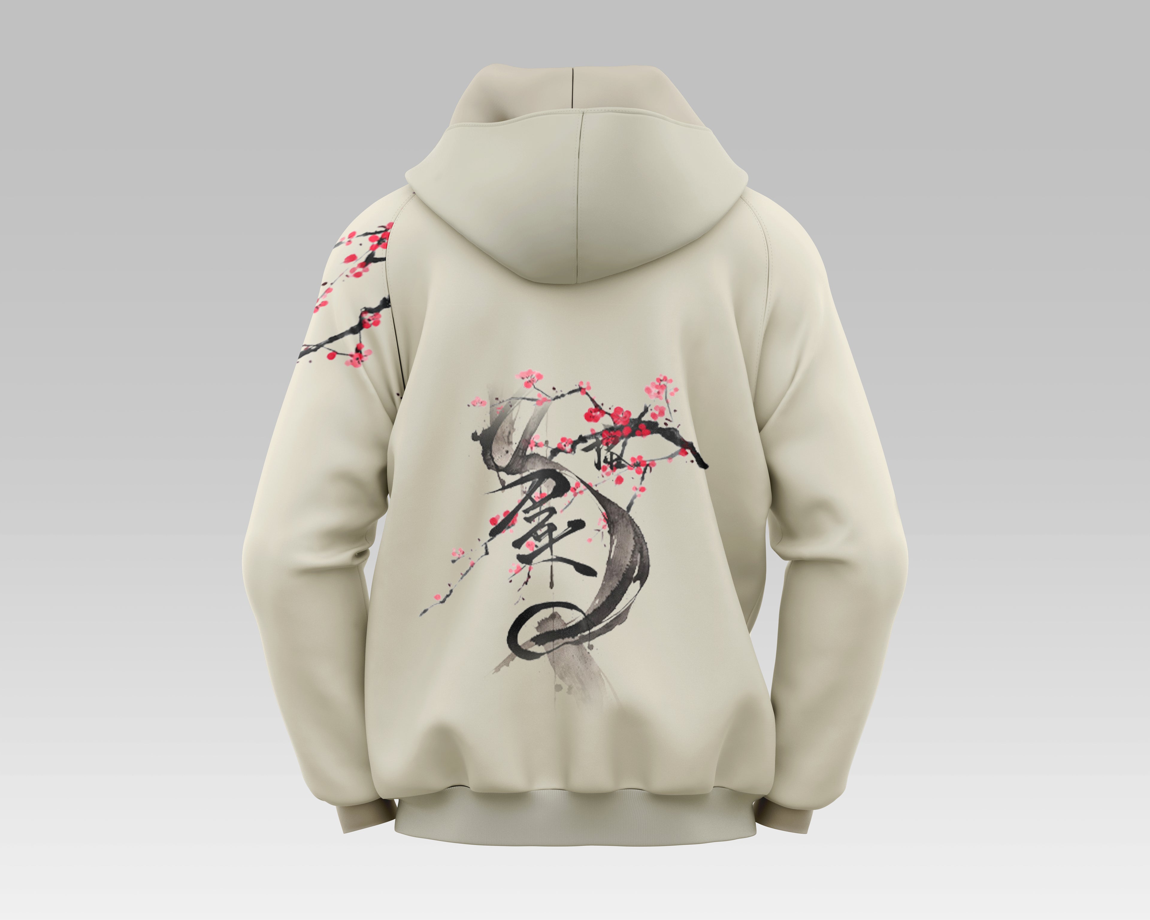 Japanese style printed hoodie - Beige - REF003