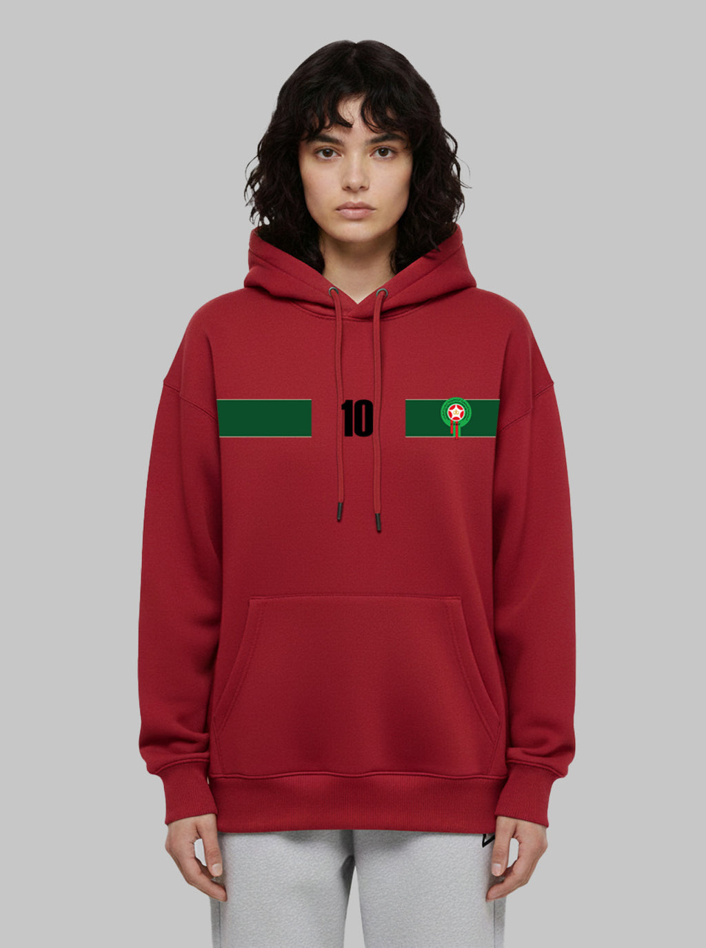 Special CAN 2025 - Hoodie Blanc Premium Maroc N°10 – Unisexe Rouge