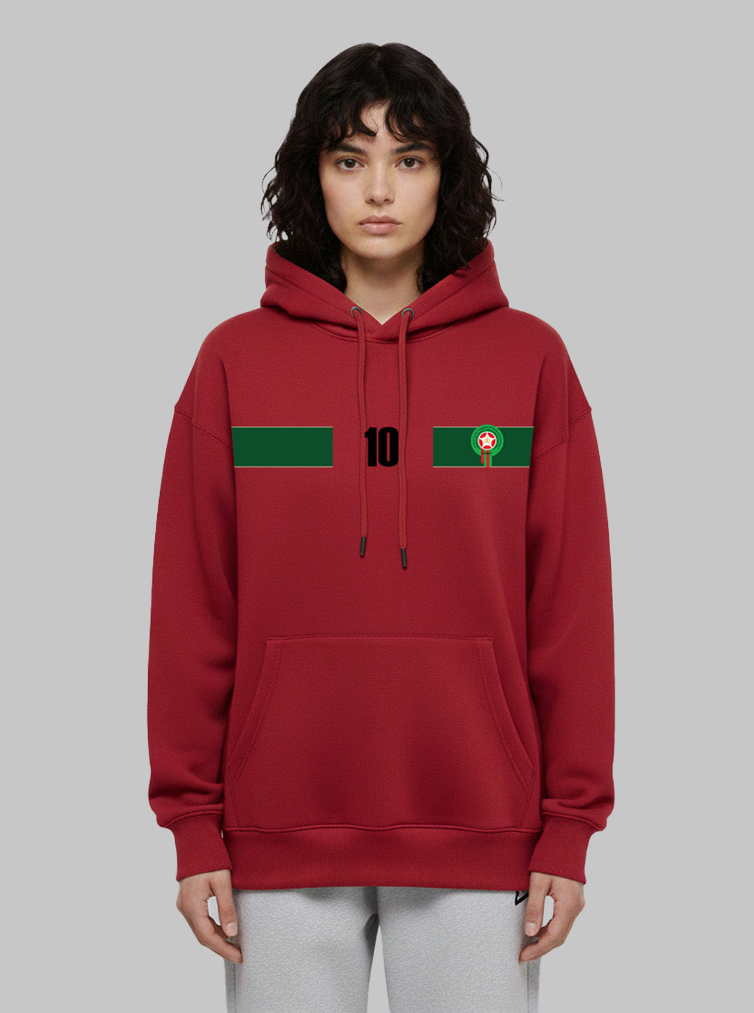 Special CAN 2025 - Hoodie Blanc Premium Maroc N°10 – Unisexe Rouge