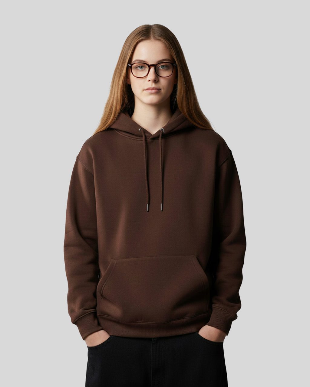 Hoodies Simple Premium Quality - Marron foncé Femme