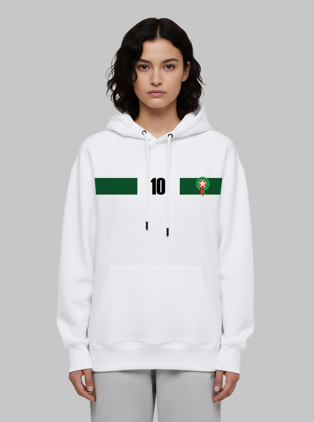Special CAN 2025 - Hoodie Blanc Premium Maroc N°10 – Unisexe