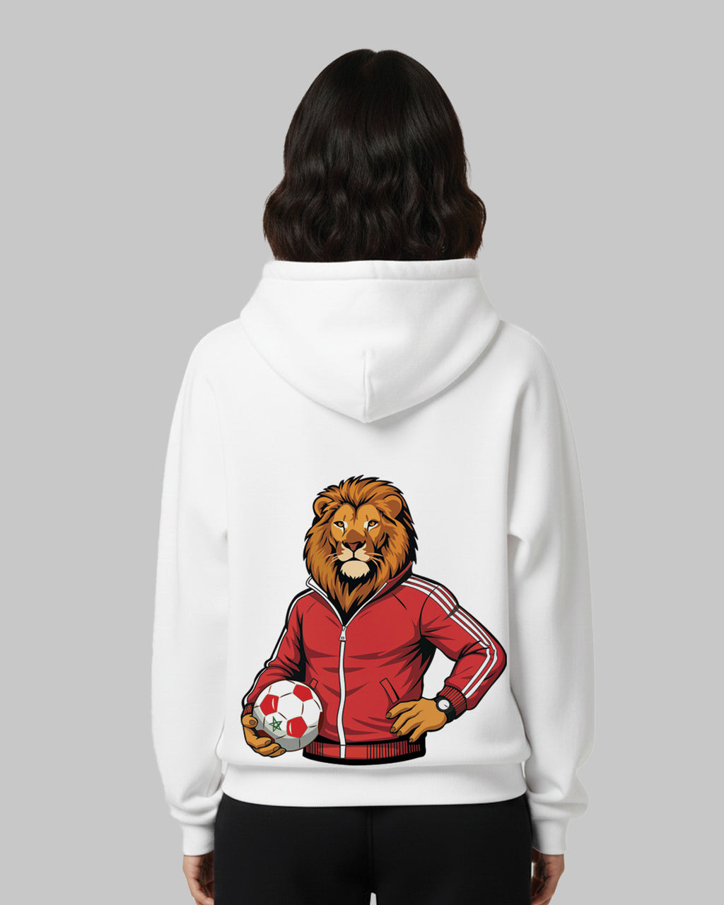 Moroccan LION Special CAN 2025 - Printed Hoodie Premium Quality Femme - White