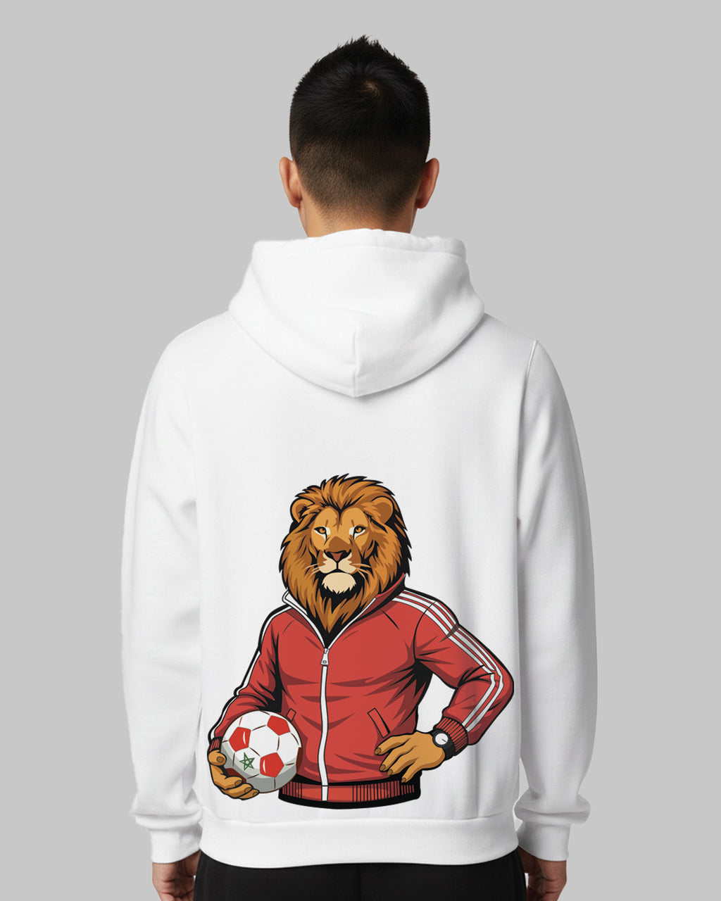 Moroccan LION Special CAN 2025 - Printed Hoodie Premium Quality Homme - White