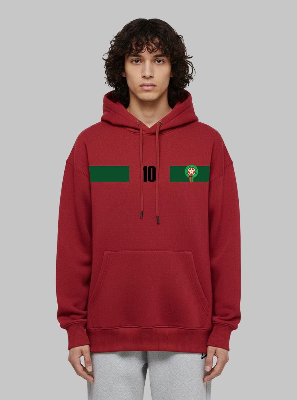Special CAN 2025 - Hoodie Blanc Premium Maroc N°10 – Unisexe Rouge